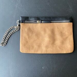 Express Black and Tan Clutch with Chain Wristlet